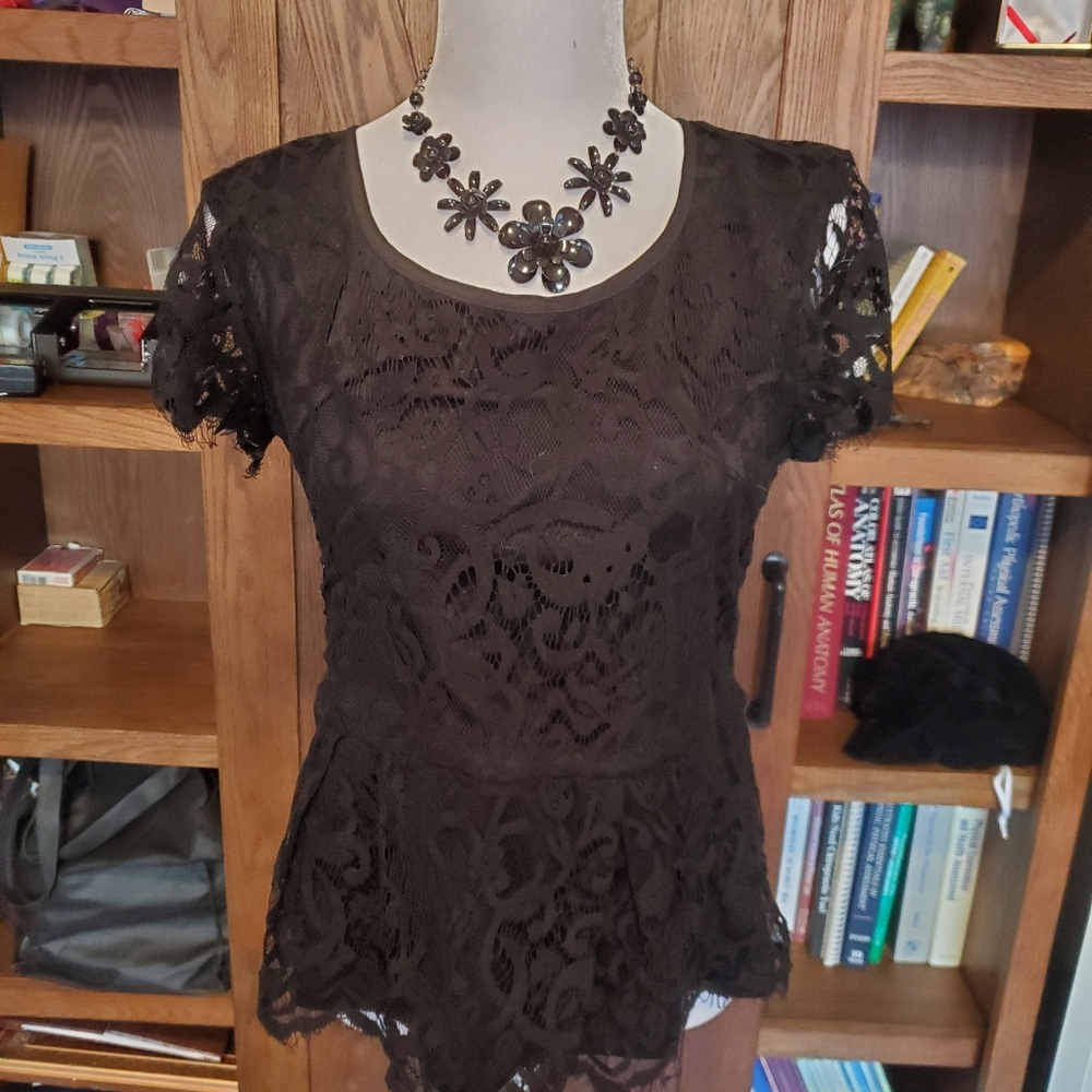 Black lace women's blouse